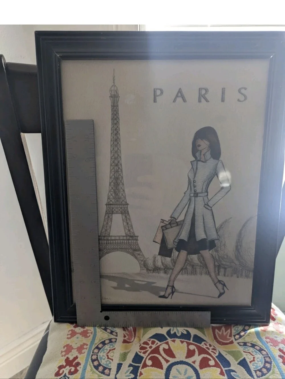 Andrea Laliberte Framed Art Print Paris Fashion Eiffel Tower Printed Signature